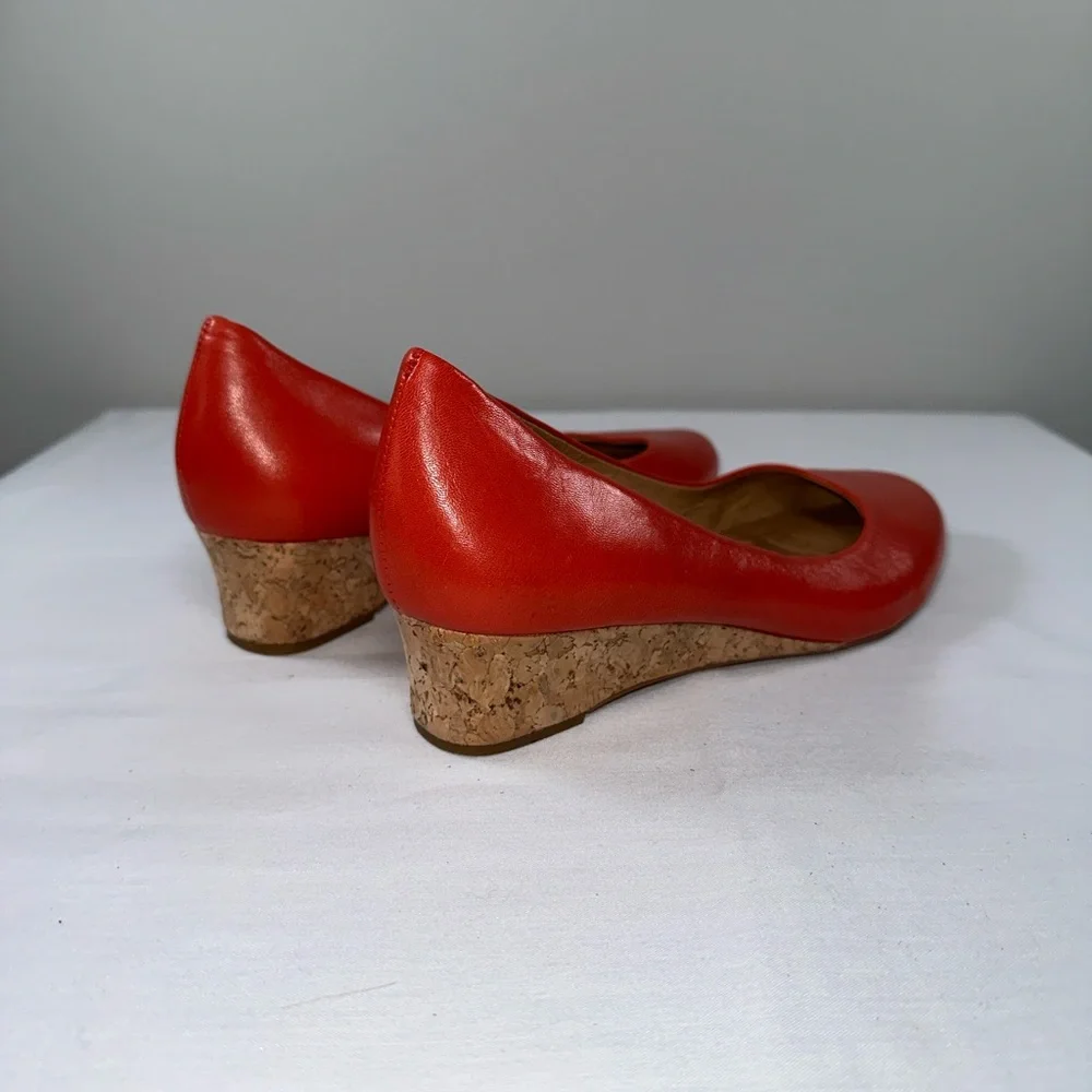 Nurture by Lamaze Deon Red Leather Cork Wedge Pump Office Comfort Women Size 7.5